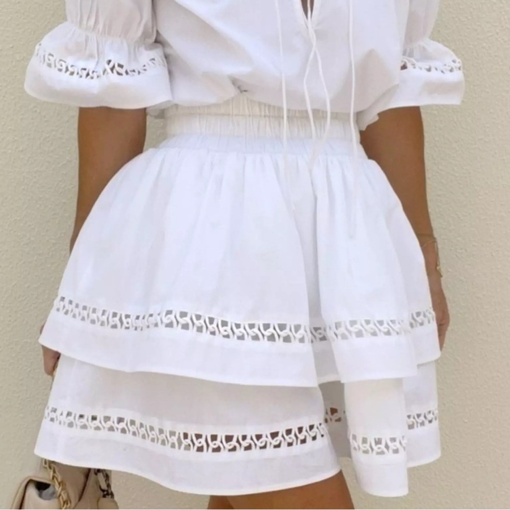 Vita Grace Valetta Tiered Mini Skirt White NEW SOLD OUT ONLINE Medium NWT